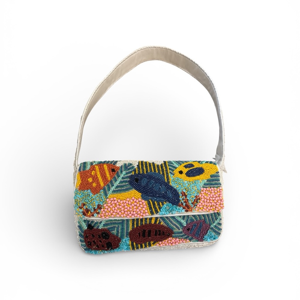 Vibrant Beaded Fish Shoulder Bag